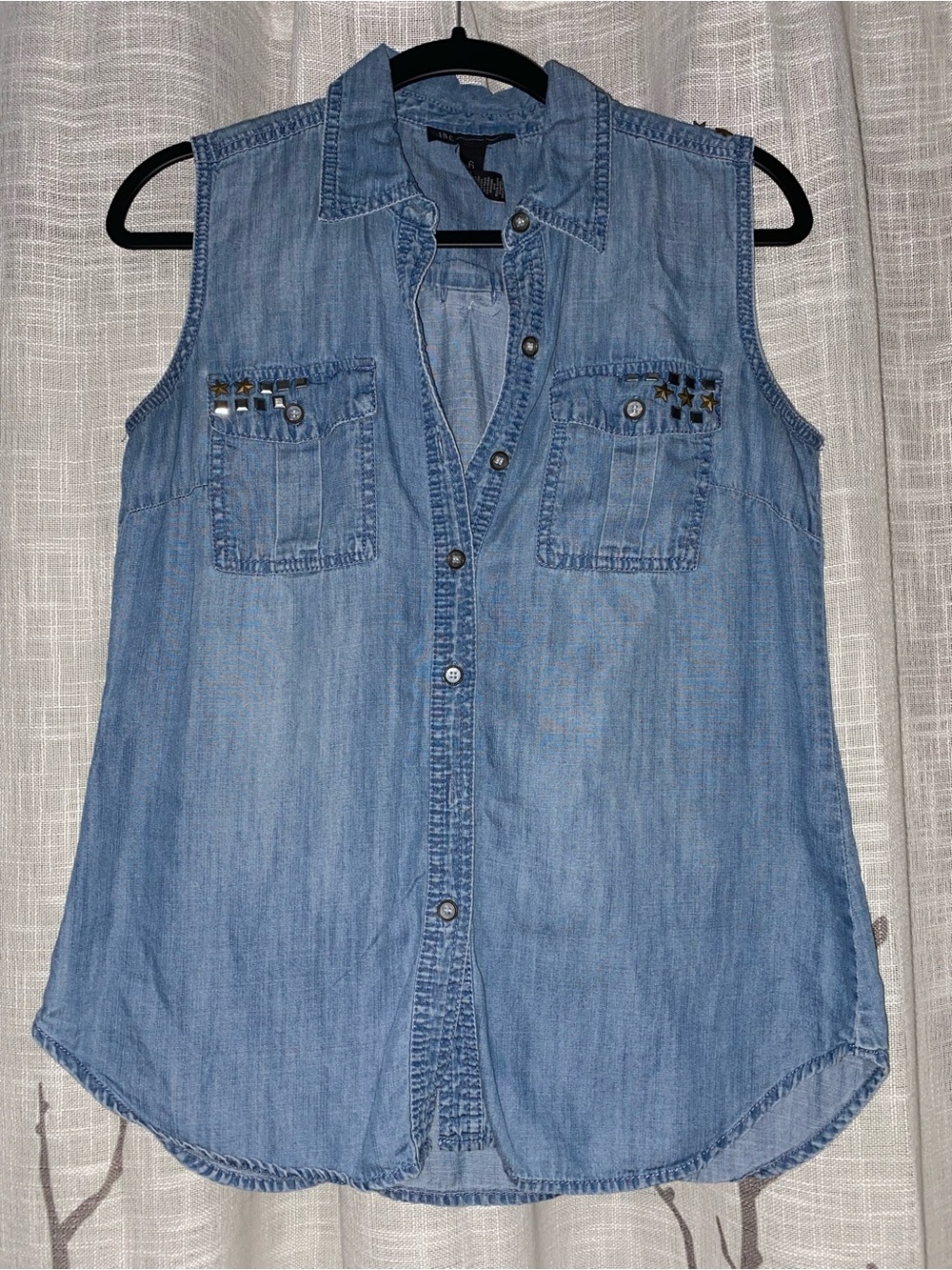 INC Sleeveless Denim Top